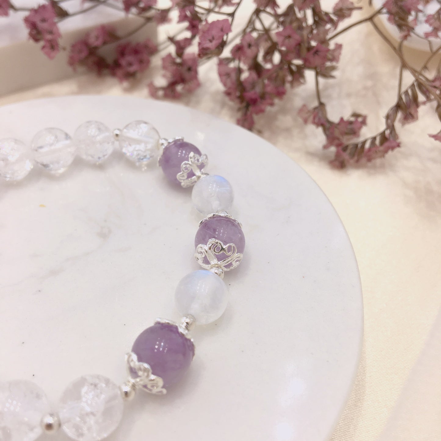 【學業愛情健康】紫晶 白水晶 高質月光石 手鏈