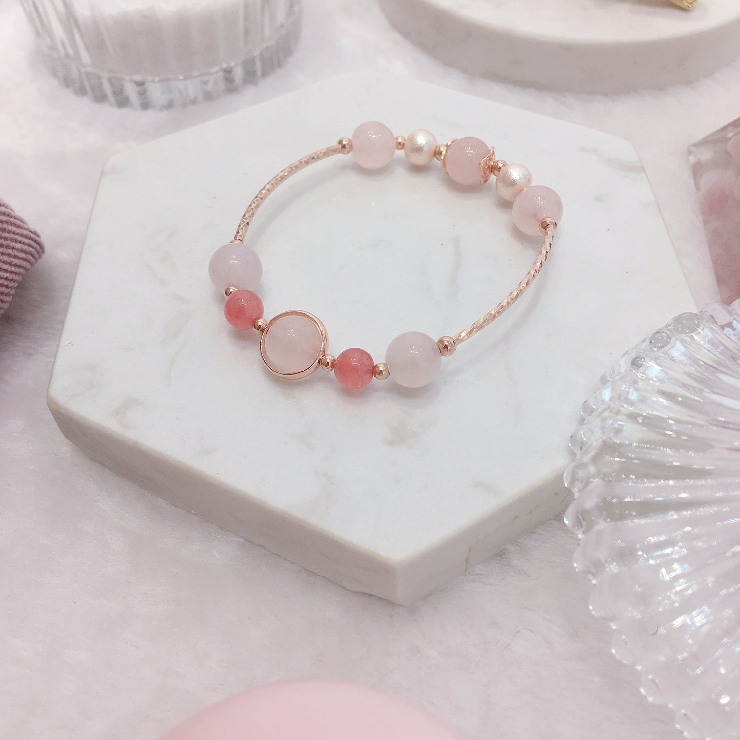 【愛情祈願】粉晶 紅紋石 水晶手鏈