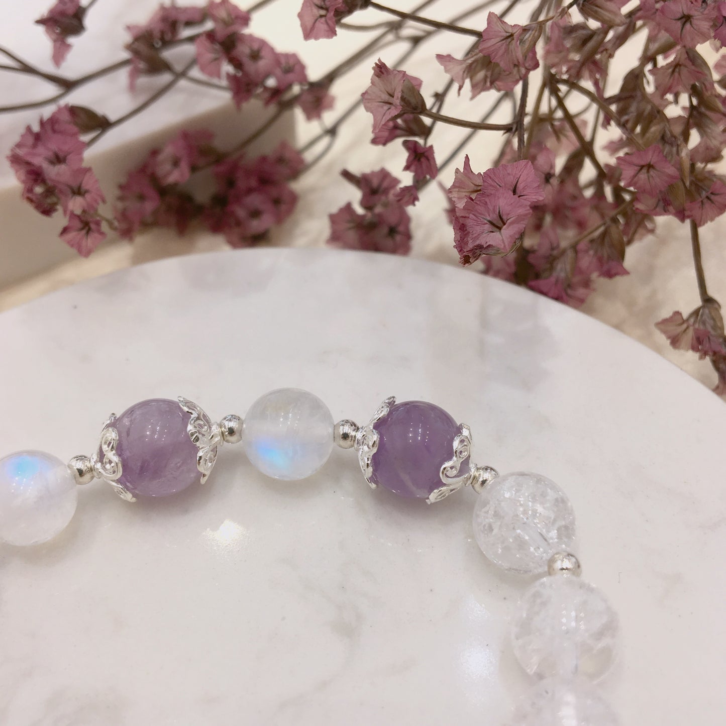 【學業愛情健康】紫晶 白水晶 高質月光石 手鏈