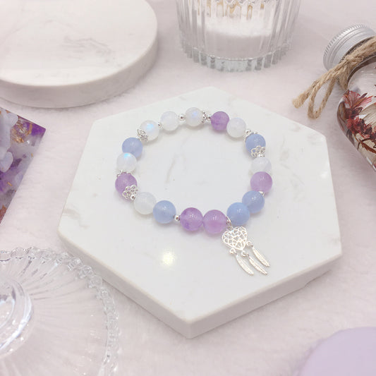 【愛情許願】紫瑪瑙 紫晶 月光石 水晶手鏈
