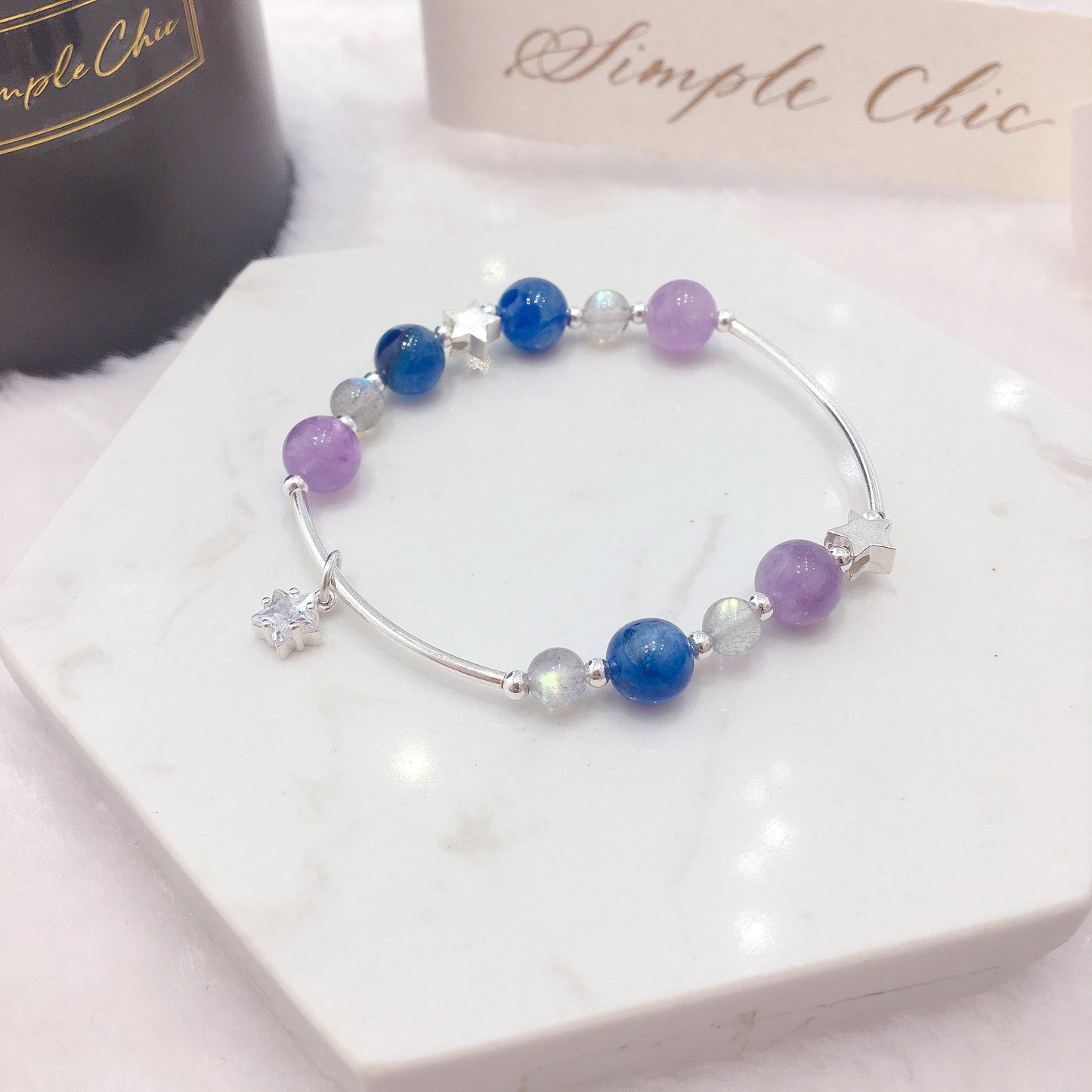【愛情治愈】紫晶 藍晶 月光石 水晶手鏈